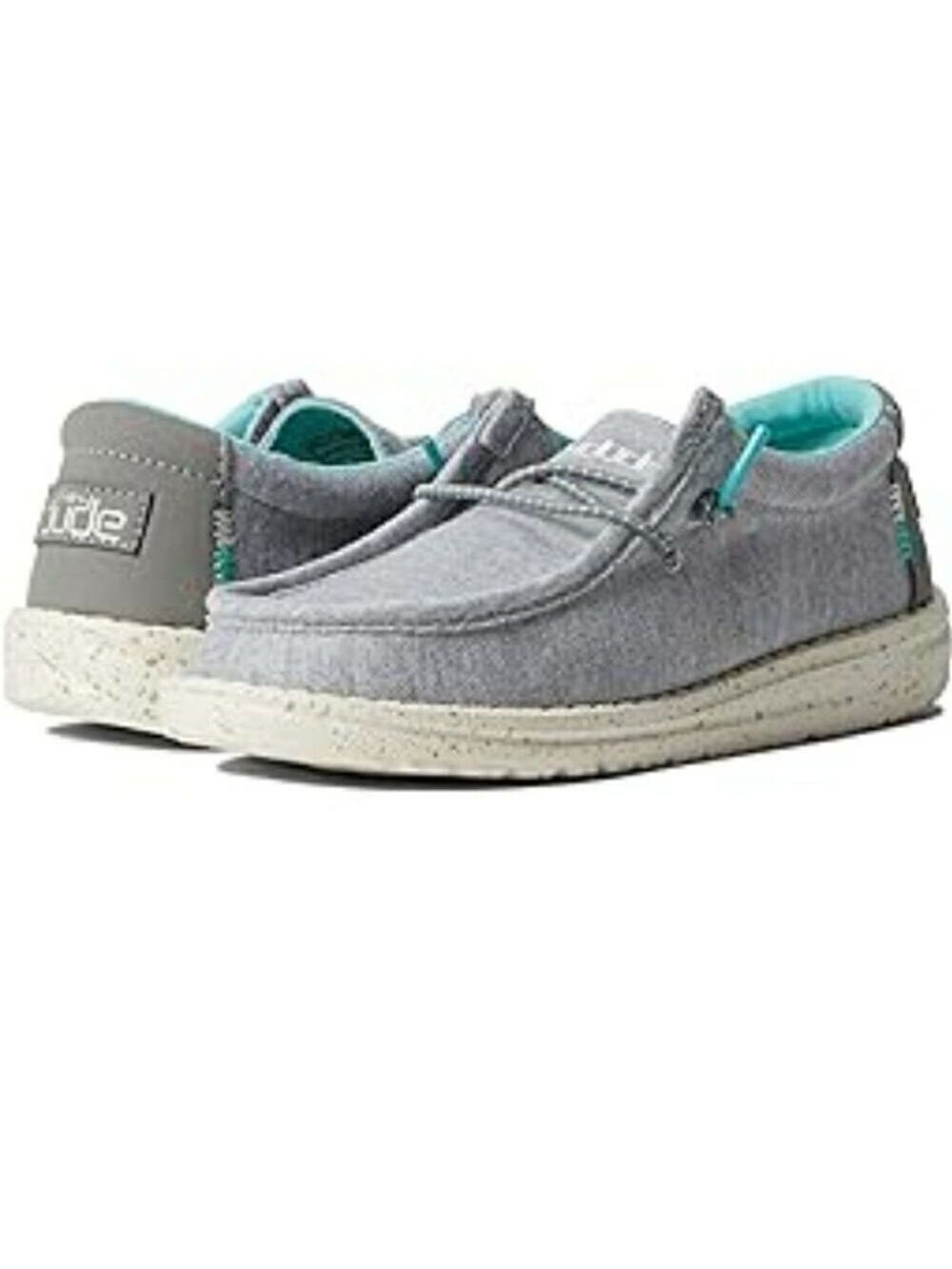 Hey Dude Wally Youth Stretch Grey Round Toe Low Cut Memory Foam Chukka Loafer Y1